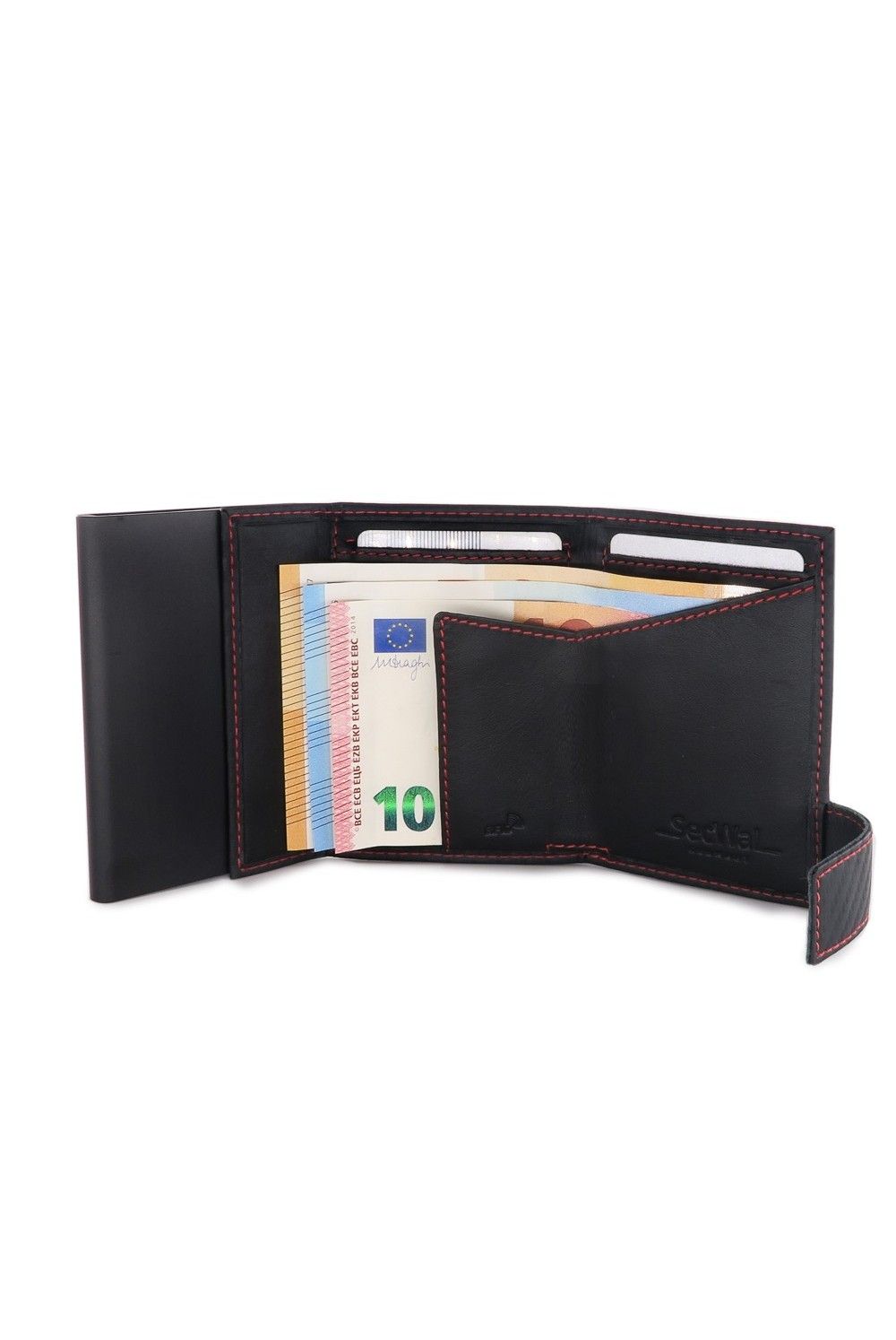 SecWal Card Case DK Leather Carbon Black-Red