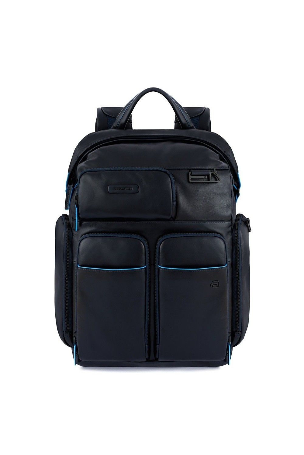 Laptop backpack Piquadro Blue Square 15.6 inches made of leather