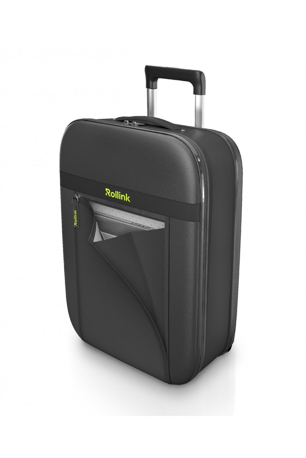 Suitcase hand luggage Rollink Flex Aura 55cm foldable outer compartment black